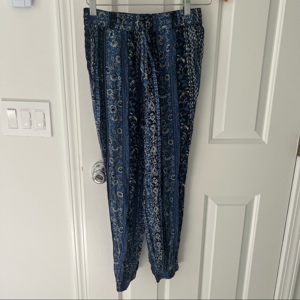 Printed crepe de chine pants